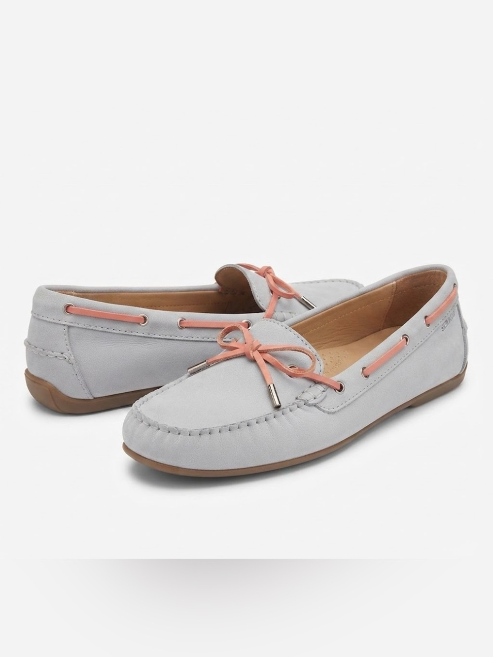 Sebago Grey Leather Harper Tie Boat Shoes Size 11